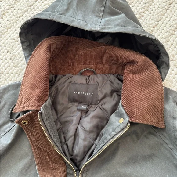 NWT Sanctuary Dark Gray/Faded Black Corduroy Trimmed Jacket Medium - Picture 4 of 11